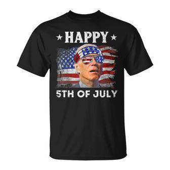 Anti Joe Biden Funny Happy 5Th Of July Usa Flag 2023 Gifts Unisex T-Shirt | Mazezy