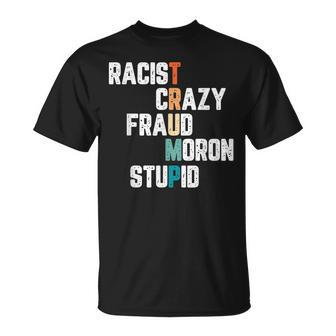 Anti Trump Racist Crazy Fraud Moron Stupid Democrat Gifts Unisex T-Shirt | Mazezy