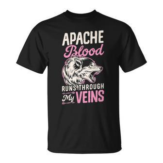 Apache Blood Runs Through My Veins Indigenous Native T-Shirt - Seseable