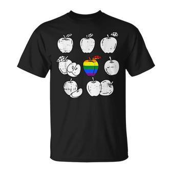 Apple Picking Gay Pride Lgbt-Q Retro Pride Flag Fruit Unisex T-Shirt | Mazezy