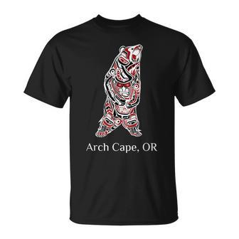 Arch Cape Oregon Native American Indian Brown Grizzly Bear T-Shirt | Mazezy