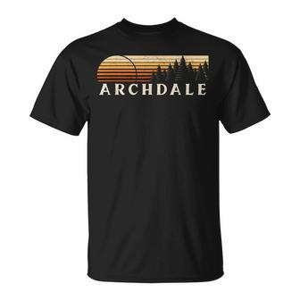Archdale Nc Vintage Evergreen Sunset Eighties Retro T-Shirt | Mazezy