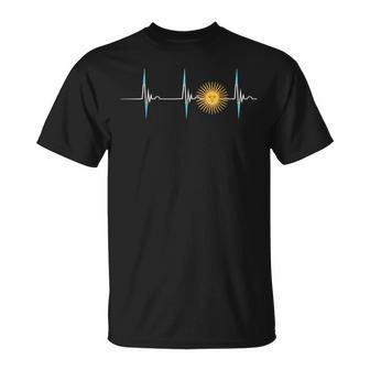 Argentina Sun Of May Heartbeat Ekg Pulse Argentinian Pride Unisex T-Shirt | Mazezy