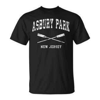 Asbury Park New Jersey Vintage Nautical Crossed Oars T-Shirt | Mazezy