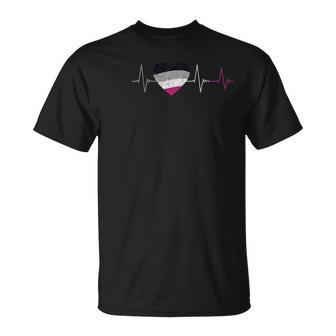 Asexual Heartbeat - Ace Flag Ekg Pulse Line Asexuality Pride Unisex T-Shirt | Mazezy