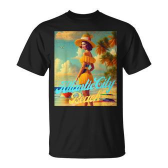 Atlantic City Beach New Jersey Parasdise Beautiful Woman Unisex T-Shirt | Mazezy