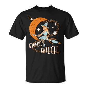 Atomic Witch Pinup Girl Retro Vintage Sexy Halloween Halloween Funny Gifts Unisex T-Shirt | Mazezy