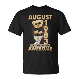 August 1983 40Th Birthday 2023 40 Years Of Being Awesome T-Shirt - Seseable