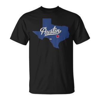 Austin Texas Tx Map Unisex T-Shirt - Monsterry