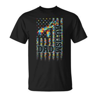 Autism Awareness Proud Autism Dad Vintage Us Flag   Unisex T-Shirt