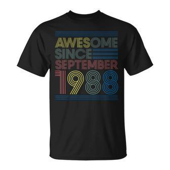 Awesome Since September 1988 Bday 34Th Birthday T-Shirt | Mazezy