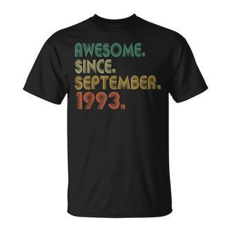 Awesome Since September 1993 30Th Birthday 30 Year Old T-Shirt - Seseable