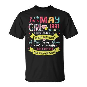 Awesome Since 1981 40Th Birthday Im A May Girl 1981 Unisex T-Shirt | Mazezy