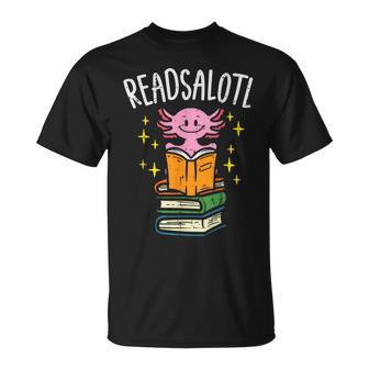 Axolotl Books Readsalotl Reading Bookworm Boys Girls Kids Reading Funny Designs Funny Gifts Unisex T-Shirt | Mazezy