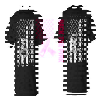 Back The Pink Warrior Flag American Breast Cancer Awareness Breast Cancer Awareness Funny Gifts Unisex T-Shirt | Mazezy