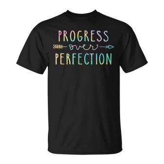Back To School Progress Over Perfection Motivational Gifts Unisex T-Shirt - Seseable