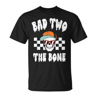Bad Two The Bone 2Nd Birthday Halloween Skeleton Boy T-Shirt