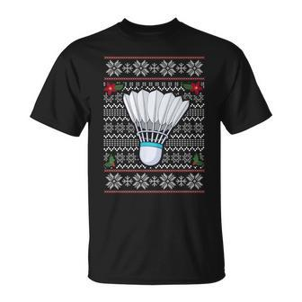 Badminton Ugly Christmas Sweater Santa Hat Sport Fan Xmas T-Shirt - Monsterry