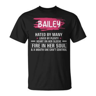 Bailey Name Gift Bailey Hated By Many Loved By Plenty Heart Her Sleeve Unisex T-Shirt - Seseable