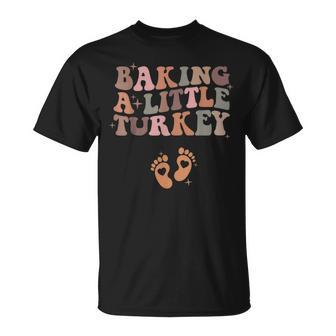 Baking A Little Turkey Pregnancy Announcement Baby Reveal T-Shirt - Seseable