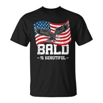 Bald Is Beautiful July 4Th Eagle Patriotic American Flag Usa Unisex T-Shirt | Mazezy
