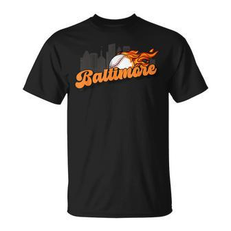 Baltimore Baseball Vintage City Skyline Retro Baseball Lover T-Shirt