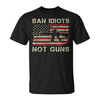 Ban Idiots Not Guns Ar15 Usa Flag 2Nd Amendment Gun T-Shirt | Mazezy