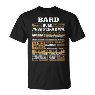 Bard Name Gift Bard Born To Rule Unisex T-Shirt - Seseable