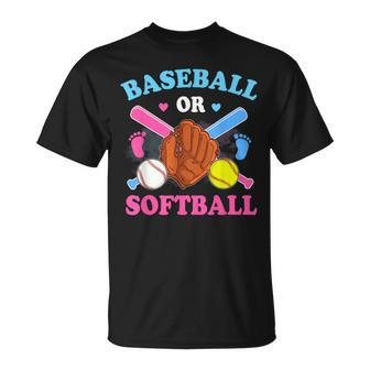 Baseball Or Softball Gender Reveal Baby Party Boy Girl Unisex T-Shirt | Mazezy CA
