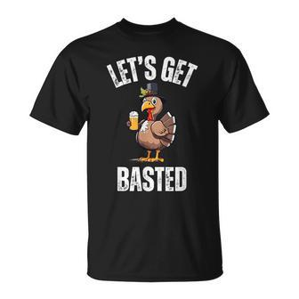 Lets Get Basted Thanksgiving Drinking Turkey Day T-Shirt - Seseable