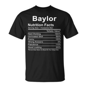 Baylor Name Funny Gift Baylor Nutrition Facts V2 Unisex T-Shirt - Seseable
