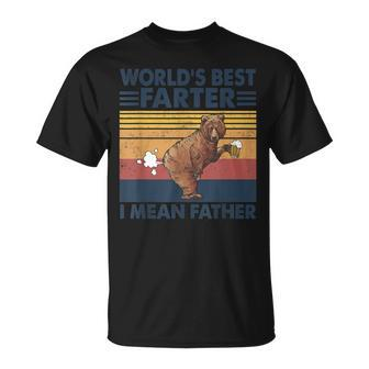 Bear Worlds Best Farter I Mean Father Vintage Retro Unisex T-Shirt | Mazezy