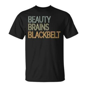 Beauty Brains Black Belt Karate Taekwondo T T-Shirt | Mazezy