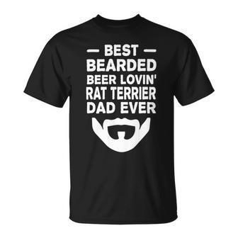Beer Best Bearded Beer Lovin Rat Terrier Dad Fathers Day Funny Unisex T-Shirt - Monsterry DE