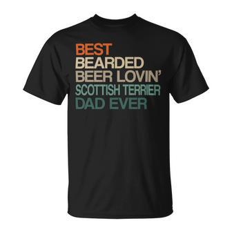 Beer Best Bearded Beer Lovin Scottish Terrier Dad Fathers Day Unisex T-Shirt - Monsterry CA