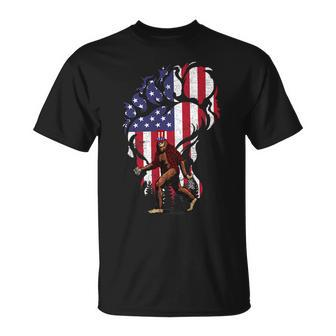 Beer Bigfoot Beer Firework American Flag 4Th Of July Drinking Unisex T-Shirt - Monsterry