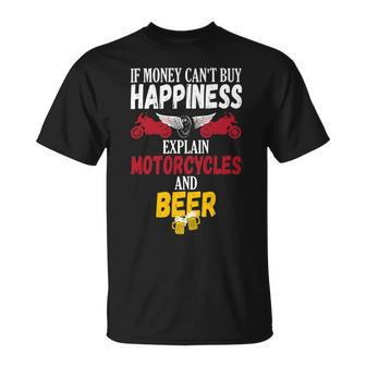 Beer Funny Beer Drinker Motorcycle Biker Unisex T-Shirt - Monsterry