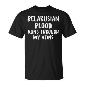 Belarusian Blood Runs Through My Veins Novelty Word T-Shirt - Seseable