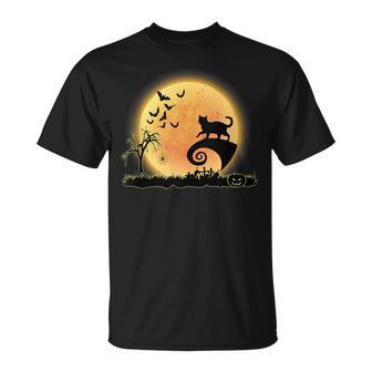 Bengal Cat Scary And Moon Funny Kitty Halloween Costume Unisex T-Shirt | Mazezy