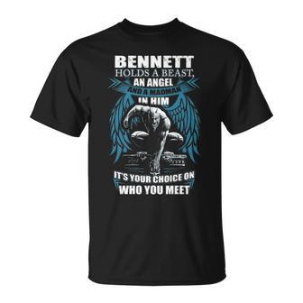 Bennett Name Gift Bennett And A Mad Man In Him V2 Unisex T-Shirt - Seseable