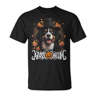 Bernese Mountain Dog Halloween Costume Pumpkin Witch T-Shirt - Monsterry