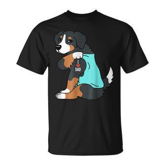 Bernese Mountain Dog I Love Dad Funny Dog Fathers Day Gift For Mens Unisex T-Shirt - Seseable