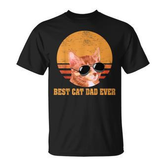 Best Cat Dad Ever Men Funny Vintage Cat Lover Unisex T-Shirt
