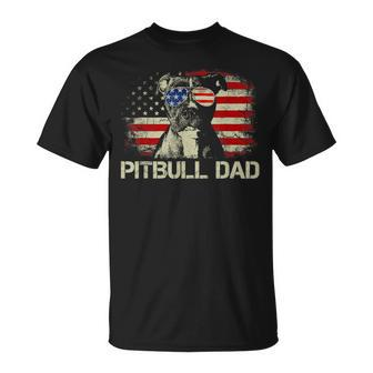 Best Pitbull Dad Ever American Flag 4Th Of July Gift Funny Gifts For Dad Unisex T-Shirt | Mazezy