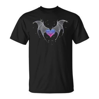 Bi Pride Flag Heart With Gothic Wings Bisexual Goth Unisex T-Shirt | Mazezy AU