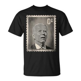 Biden Zero Cents Stamp 0 President Biden No Cents T-Shirt - Seseable