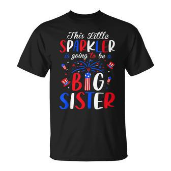 Big Sister Sparkler 4Th Of July Pregnancy Announcement Unisex T-Shirt - Monsterry UK