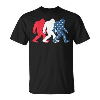 Bigfoot 4Th Of July Sasquatch American Flag Patriotic Usa Unisex T-Shirt | Mazezy