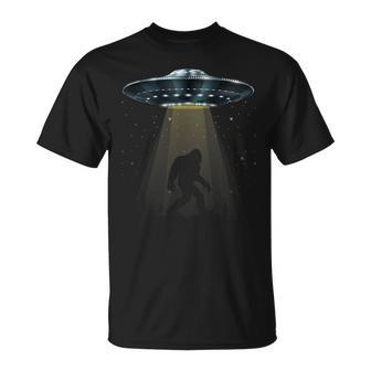 Bigfoot Abduction Alien Ufo Sasquatch Lovers Space UFO Funny Gifts Unisex T-Shirt | Mazezy