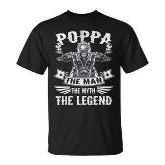 Biker Grandpa Poppa The Man Myth The Legend Motorcycle Unisex T-Shirt | Mazezy